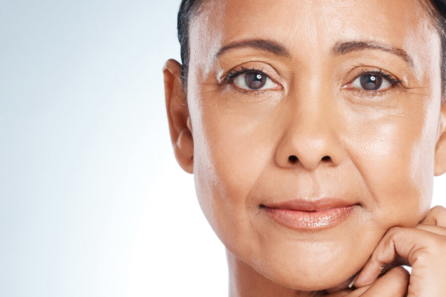 Close-up of a clear, acne-free face showcasing the effectiveness of acne treatment available at Sharkra Medispa in Hobart.