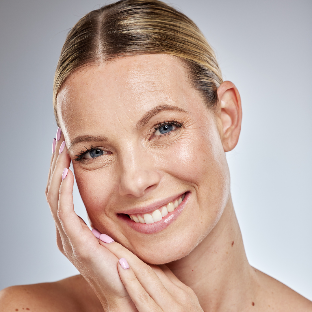 Close-up of a clear, acne-free face showcasing the effectiveness of acne treatment available at Sharkra Medi spa in Hobart.